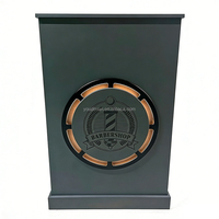 Comptoir de réception de barbershop de luxe avec rétroéclairage LED, cadre métallique, comptoir de caisse personnalisé avec logo, caisse enregistreuse pour salon de coiffure