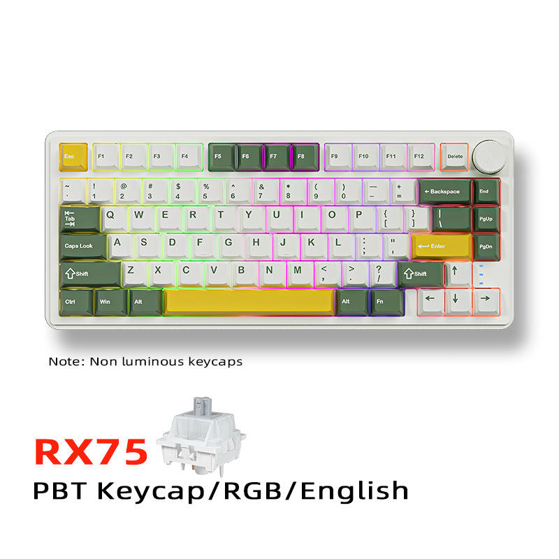 80 - Key White Green Yellow Wired RGB Racing Silver Switch