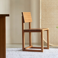 Chaise de salle à manger en bois massif de style chinois, inspirée du Wabi-Sabi, avec dossier et application pour balcon, joints à mortaise et tenon