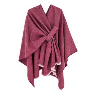 Automne hiver couleur unie cachemire châ<span class=keywords><strong>le</strong></span> couleur unique Cape cape unie avec fente Style européen américain longueur carrée - Product Image 5