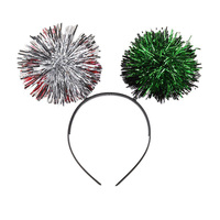 Bandeau à pompons en guirlandes métallisées et boules moelleuses, accessoires de cheveux pour cosplay, pour femmes et filles, pour fêtes de Noël