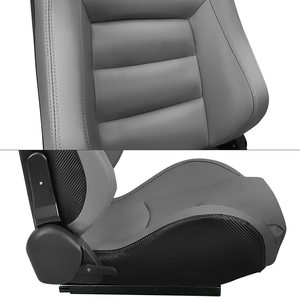 Sedile Sportivo Universale con Inclinazione Rapida, Schienale Rinforzato in Fibra di Carbonio, Rivestimento in Pelle e Tessuto, <span class=keywords><strong>Beige</strong></span> Chiaro, Sedile da Corsa - Product Image 2