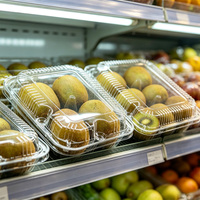 Boîte d'emballage carrée en plastique PET de qualité alimentaire pour kiwi, conteneur transparent jetable pour kiwi, 4/6/8 compartiments pour supermarché