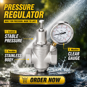 Réducteur de pression d'eau réglable en acier inoxydable 316L et laiton - Product Image 5