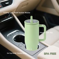 Nuevo vaso de coche a prueba de fugas de doble pared 40 OZ aislado al vacío de acero inoxidable moda señora vaso tazas con pajita y tapa