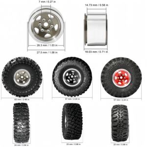 Ensemble de roues Beadlock 1.0 avec pneus souples pour Traxxas 1/18 <span class=keywords><strong>TRX4M</strong></span> 1/24 RC Crawlers Car Axial SCX24 FMS FCX24 C10 JLU B17 Upgrade 4Pcs - Product Image 2