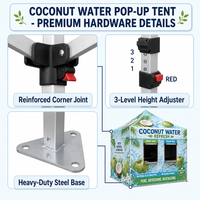 Tente événementielle personnalisée à montage facile, imprimée par transfert thermique, pour stand de service d'eau de coco, idéale pour les événements en marina et les marchés de plage