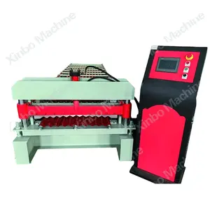 0,3 mm -0,8 mm 1250 mm Breite Farbe Stahl PPGI Zink-Dachblech Wellpappe-Rollformmaschine Wellpappe-Wellformungsmaschine