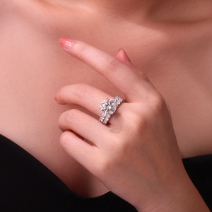 5CT Moissanite Bridal <strong>Ring</strong> <strong>Set</strong> 925 <strong>Sterling</strong> <strong>Silver</strong> Engagement &amp; Wedding Band 5CT Moissanite Bridal <strong>Set</strong> - Product Image 5