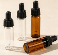 Flacons compte-gouttes en verre transparent de 1 ml à 10 ml pour solutions concentrées, mini-flacons d'échantillons d'huiles essentielles et de sérums