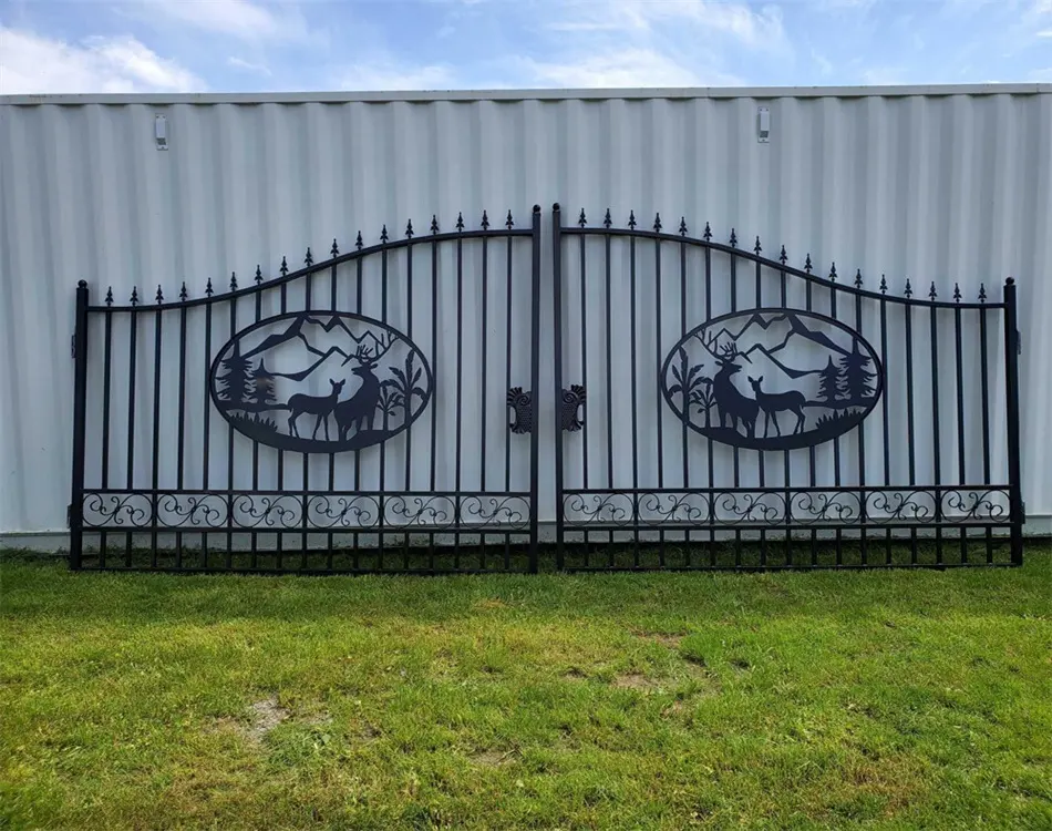 Factory Sale luxury wrought iron big gates design custom size 16FT/20FT Driveway Main Gate