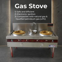 Cuisinière à gaz commerciale à 2 brûleurs, double moteur de ventilation, 240W, en acier inoxydable, gaz naturel/GPL, pour cantine, restaurant, facile à utiliser, longue durée de vie