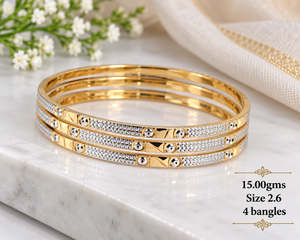 กำไลทองคำ 24K น้ำหนัก 15.00 กรัม กำไลทองทำมือ ดีไซน์สวยงามสำหรับผู้หญิง งานแต่งงาน งานพิธีแบบดั้งเดิม เครื่องประดับอินเดีย - Product Image 1