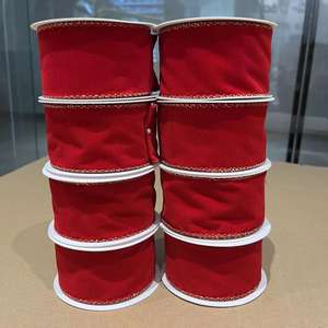 100% Polyester anpassbare karierte rote Samtband <span class=keywords><strong>2</strong></span> 1/<span class=keywords><strong>2</strong></span> Zoll breit 10 Yards lang für Weihnachten Home Decor Kränze - Product Image 6