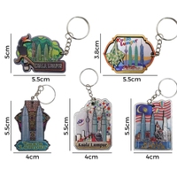 Porte-clés personnalisable en bois avec feuille d'argent, motif chiot animé en forme de cœur, souvenirs de voyage colorés, vente directe usine, logo personnalisé