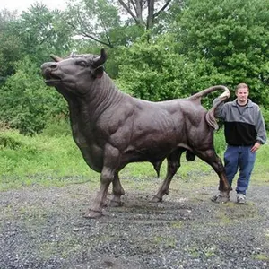 Outdoor park art bronze wall street bull sculpture statua di mucca in bronzo a grandezza naturale