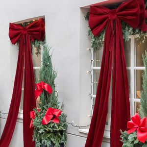 Fluffy Velvet <b>Christmas</b> Bows 60-100cm for Backdrop Party Room Wall Decor & <b>Christmas</b> Tree Decoration (As Picture Shows) - Product Image 3