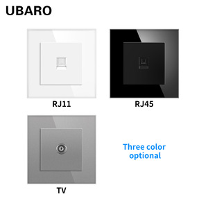 Enchufe de pared Ubaro de 82 mm con panel de vidrio templado, salida de teléfono y TV RJ45 para uso en el hogar y la oficina - Product Image 1