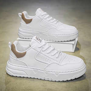 Zapatos Casuales Transpirables para Hombre con Suela Gruesa y Efecto Elevador, Estilo Deportivo Moderno y Versátil, Zapatos de Lona Blancos - Product Image 6