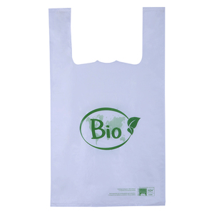 100% compostable t Áo sơ mi túi tùy chỉnh phân hủy sinh học t Áo sơ mi làm từ pbat + PLA + ngô cho cửa hàng tạp hóa - Product Image 1