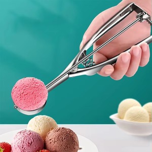 Cuillère à glace 3 tailles avec déclencheur, en acier inoxydable, pour la pâtisserie, les fruits, la pâte à biscuits, les cupcakes - Product Image 4