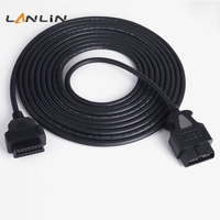 Cable de extensión OBD2 de 5 metros, 16 pines, macho a hembra, cable de diagnóstico para automóvil, totalmente cableado, de 16 núcleos