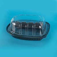 Boîte d'emballage pour poulet rôti en plastique PET transparente jetable, compatible micro-ondes, avec couvercle estampé