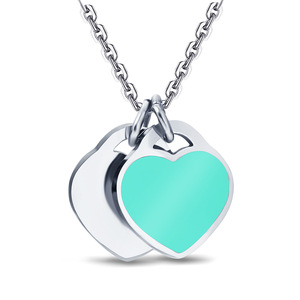 Collier superposé en forme de cœur, chaîne de clavicule en acier inoxydable bleu pour femmes, bijoux à porter au quotidien, cadeau - Product Image 1