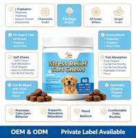 Complément Masticable Doux OEM pour Chiens et Chats : Soutien Relaxant pour le Comportement Apaisant, avec L-Tryptophane, Thiamine et Fleur de la Passion
