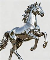 Vente chaude, statue de cheval d'art moderne grandeur nature, sculpture en acier inoxydable poli, couleur et forme personnalisées pour les espaces publics, les parcs à thème