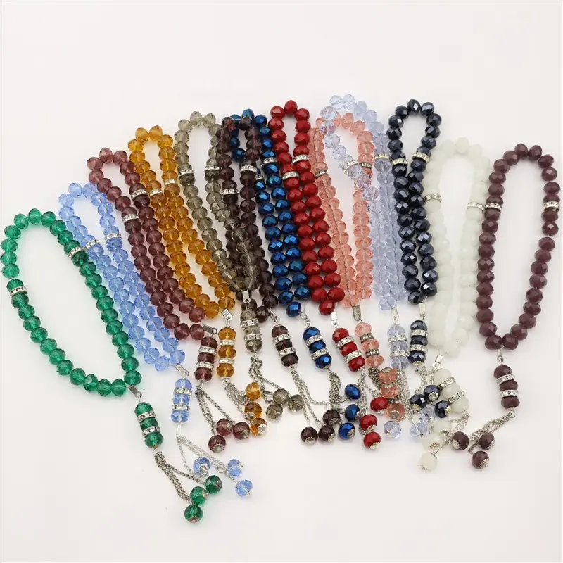 2022 fabbrica di gioielli vendita diretta K9 materiale di cristallo brillante tutti i colori islamico musulmano cristallo perline di preghiera per la vendita calda
