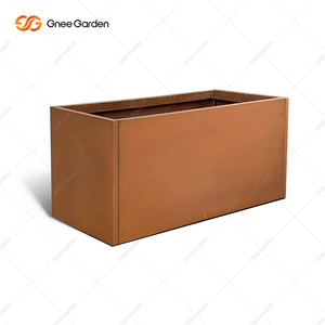 Gnee Garden Corten Steel Planter <b>Square</b> Rust Color Outdoor Modern Minimalist Flower <b>Pot</b> for Garden Use - Product Image 5