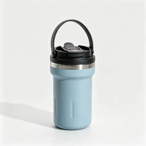 Vaso Térmico de Acero Inoxidable de 16 oz, Taza de Café con Asa de Transporte, Tapa Abatible, Taza de Viaje Portátil - Product Image 2