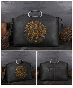 Vegan <strong>Tanned</strong> Genuine Leather <strong>Handbag</strong> for Ladies Tote Bags 2022 Women Large Capacity Retro Shoulder Bag - Product Image 6