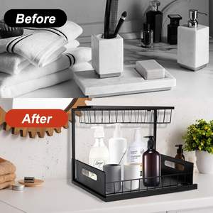 2 Tier <b>Under</b> Bathroom Counter Cabinet Shelf Pull Out Cabinet Rack Organizer <b>Under</b> <b>Sink</b> Organizer for Kitchen Bathroom Cabinet - Product Image 3