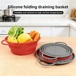 Cesta de vapor redonda de silicona sin BPA de grado alimenticio al por mayor, colador de cocina multifunción para escurrir y cocinar - Product Image 3