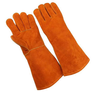 Sarung Tangan Las MIG Zhengyi ZY-RWG100 <span class=keywords><strong>40</strong></span> cm Kulit Sapi Split Warna Kuning dengan Lapisan Fleece dan Jempol Sayap - Product Image 1