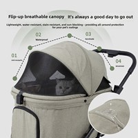 Poussette de voyage pour animaux de compagnie, pliable en un clic, grande capacité, respirante, légère, en aluminium, amortissante, 4 roues, pour chiens et chats de petite et moyenne taille