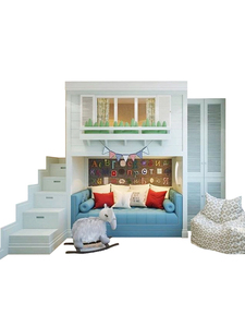 Letto a castello moderno e minimalista con divano sotto, stile casetta sull'albero, per cameretta dei ragazzi, letto a due piani multifunzionale, personalizzabile - Product Image 5