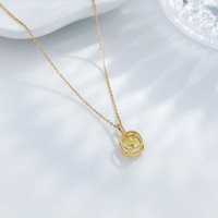 Collana con Pendente in Oro 18K con Diamante Giallo Coltivato in Laboratorio, Taglio Principessa, Brillante, Minimalista, Fresca, Regolabile, da Donna, alla Moda, con Ciondolo a Catena