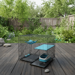 Jaula para Gatos, Extra Grande, para Interiores, con Espacio Libre, Inodoro Integrado, Plegable, de Dos o Tres Pisos, Villa para Gatos con Estructura de Hierro - Product Image 1