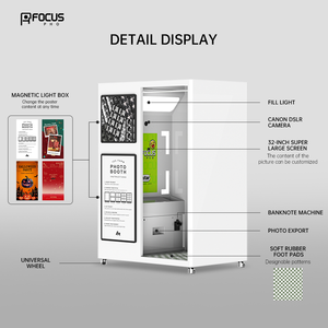 FOCUS PHO Blanc Machine Photobooth Tout-en-un Compatible Réflex Numérique Impression Instantanée Écran Tactile Coque Métallique Station Selfie pour - Product Image 2