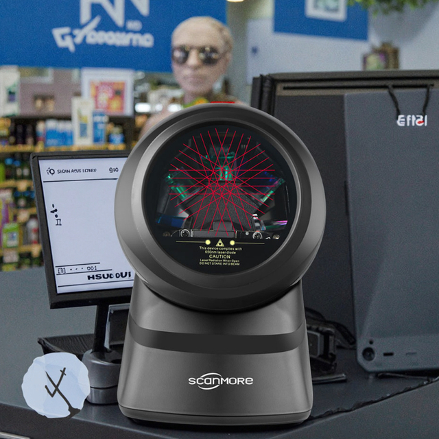 Inventory Desktop Supermarket Scan 1d Barcode Label Omni-directional Auto Sensing Barcode Scanner Machine
