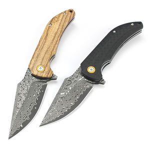 Couteau de poche pliant G10 Damas en bois/fibre de carbone personnalisable Couteau tactique - Product Image 6