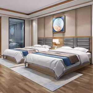 Modern Hotel Bedroom Furniture Set Custom Single Double King Queen Size <b>Cheap</b> Wood Bed <b>Frame</b> With Nightstand TV Unit & Headboard - Product Image 3