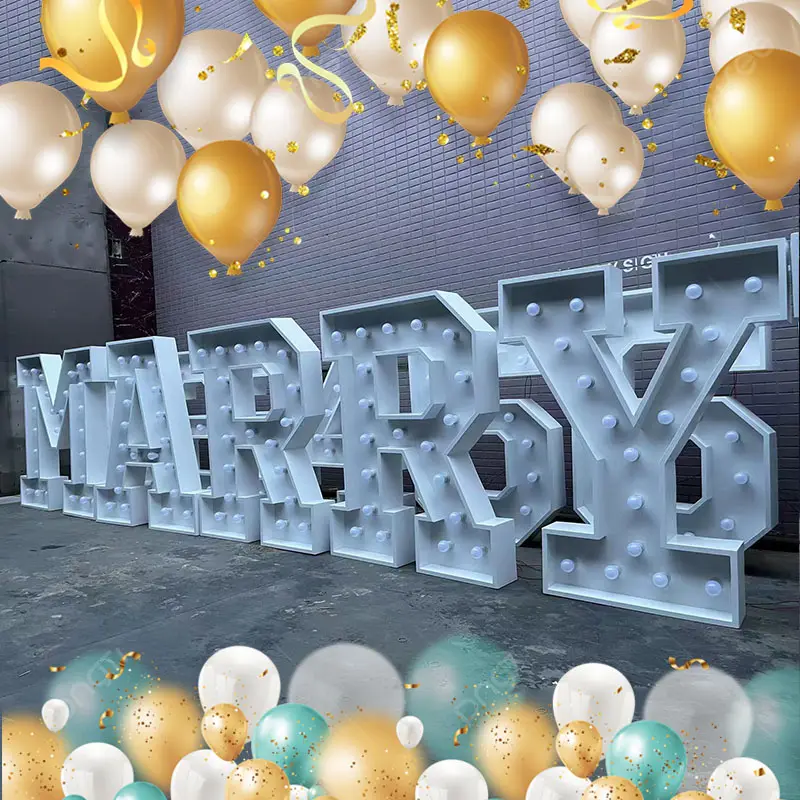 SRY Factory Customized Size 3ft 4ft Large Giant Light Up Number LED Marquee Letter Wedding Decor Lights for Party Event