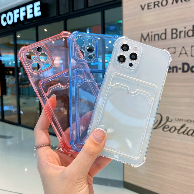 Wholesale Shockproof Transparent Card Wallet Phone case for 7 8plus X Xsmax 11 12 13 14 15promax