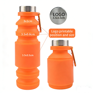 Bouteille d'eau en silicone pliable de 550 ml sans BPA avec anneau central, tasse souple en silicone, anti-fuite, réutilisable, pour le sport - Product Image 2