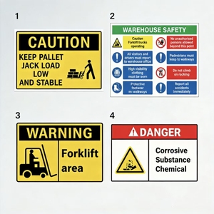 Signalisation <span class=keywords><strong>de</strong></span> sécurité complète pour installations industrielles : Danger, Chariot élévateur, Attention au trafic, Signalisation <span class=keywords><strong>de</strong></span> prudence pour la circulation des piétons - Product Image 4