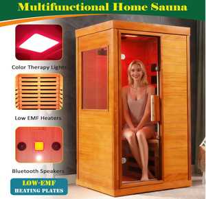<span class=keywords><strong>Sauna</strong></span> Interior de Madera Personalizada para una Persona con Terapia de Luz Roja y Vidrio Templado - Product Image 3